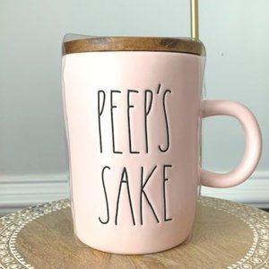 Rae Dunn, "PEEPS SAKE" mug w/coaster.